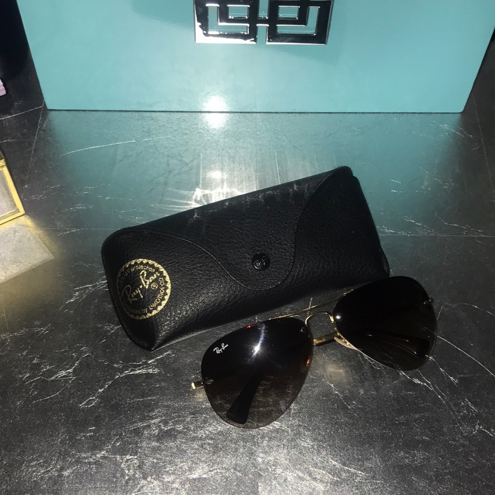 RayBan Rimless Brown Gradient Aviator - Picture 2 of 4